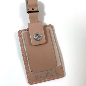 Tumi Luggage ID Hang Tag Briefcase Duffle Tag Travel Leather Beige BRAND NEW